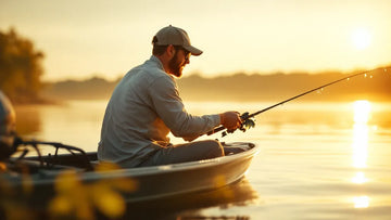 Angler with a crappie at golden hour