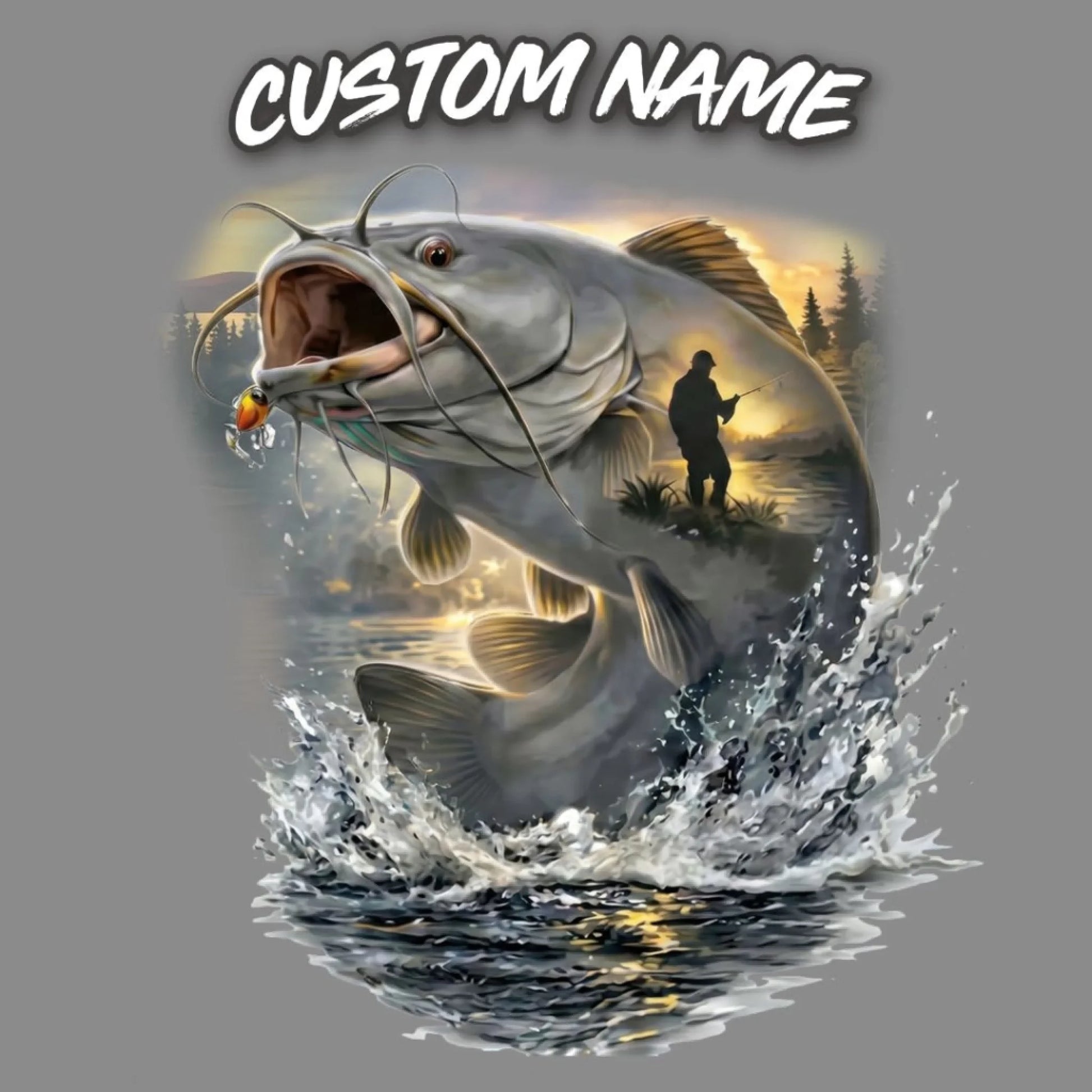 Catfish Fishing Shirt – Custom Name Men's UPF 50+ Long Sleeve Camo Sun Protection ART