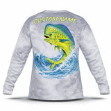 Mahi-Mahi Fishing Shirt – Custom Name Men's UPF 50+ Long Sleeve Sun Protection back