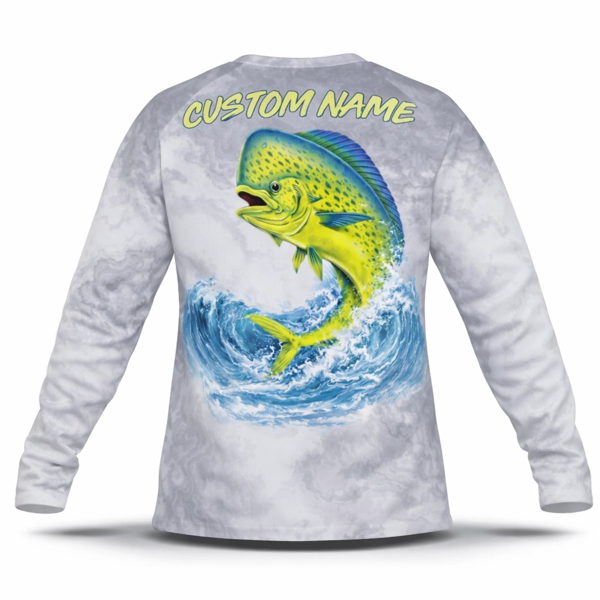 Mahi-Mahi Fishing Shirt – Custom Name Men's UPF 50+ Long Sleeve Sun Protection back