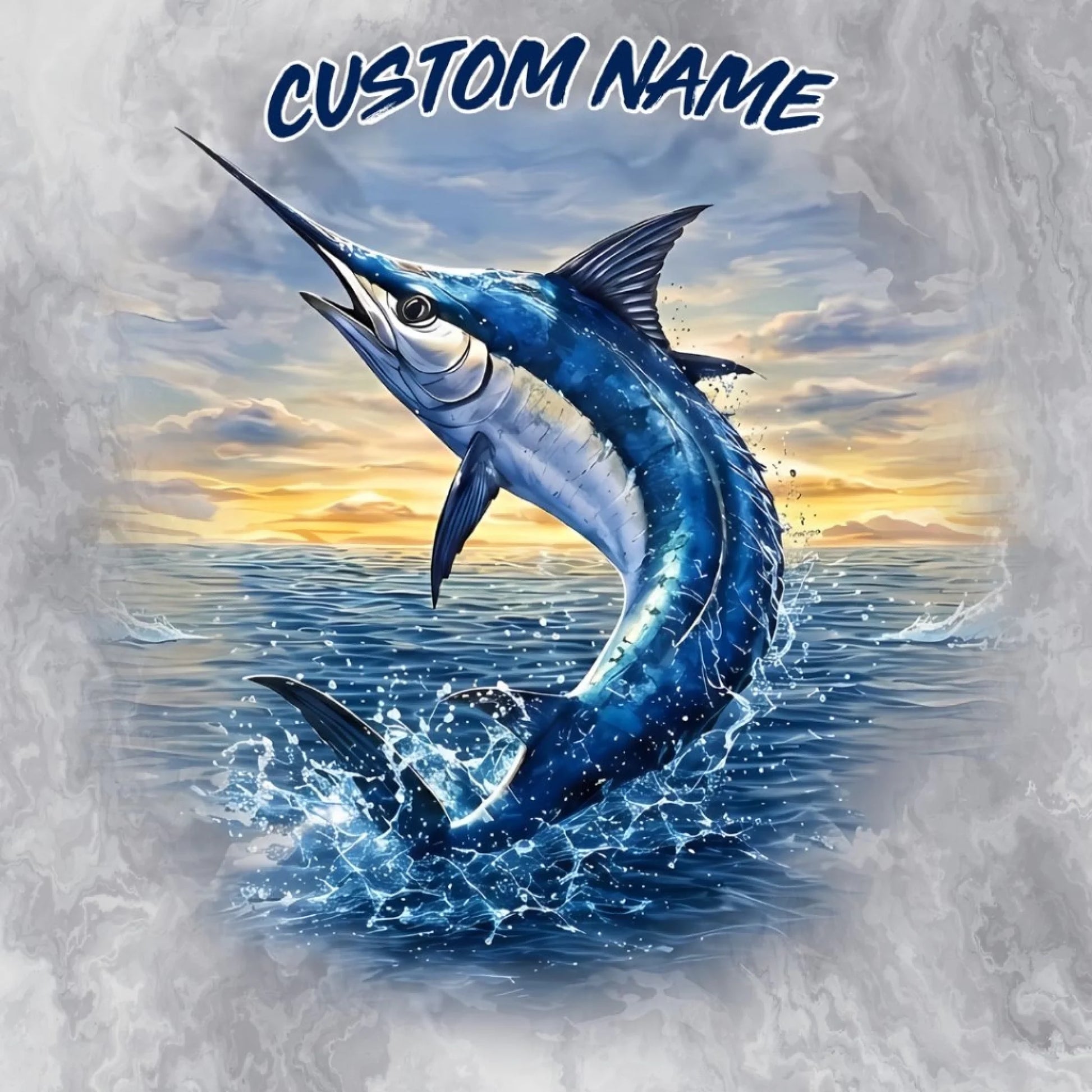 Blue Marlin Fishing Shirt – Custom Name Men's UPF 50+ Long Sleeve Sun Protection 4