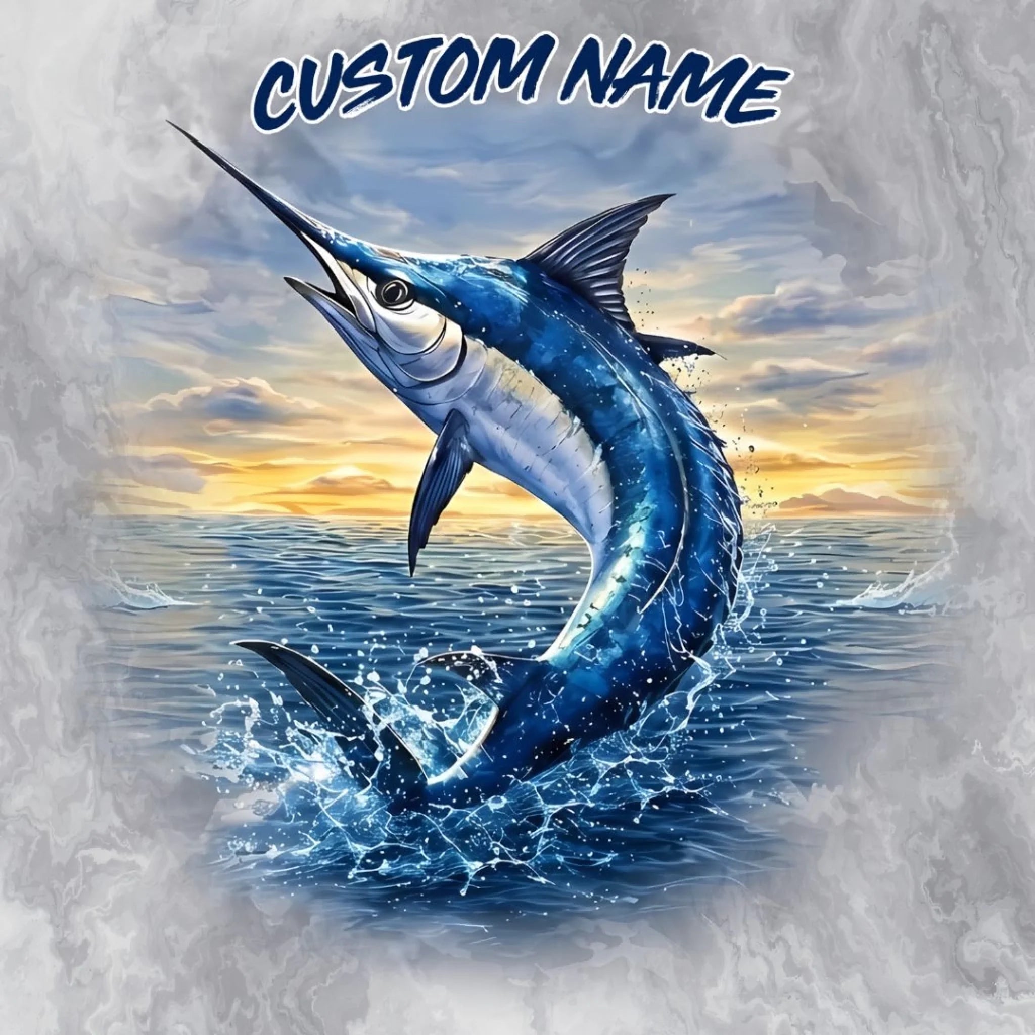 Blue Marlin Fishing Shirt – Custom Name Men's UPF 50+ Long Sleeve Sun Protection 4