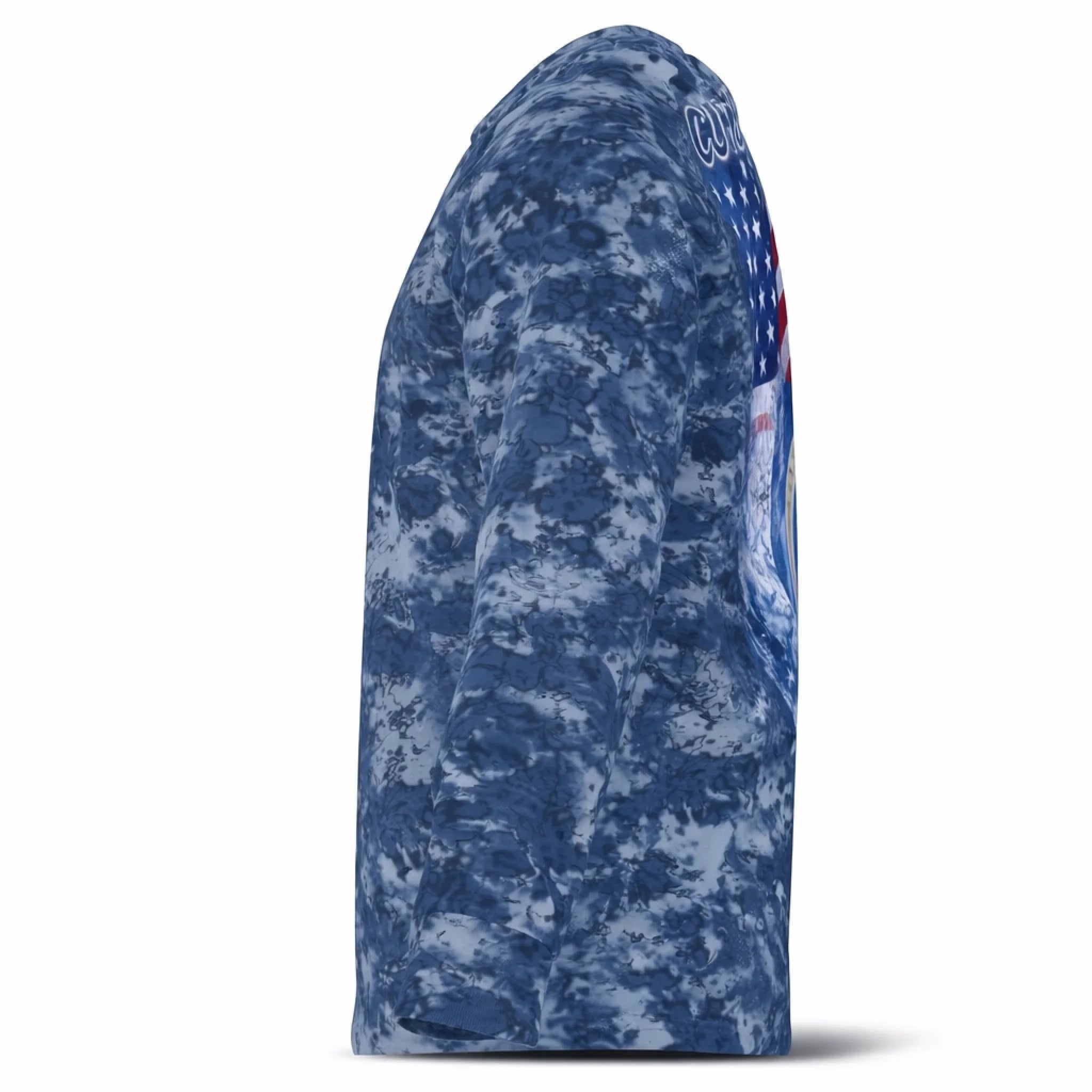 American Flag Blue Marlin Fishing Shirt – Custom Name Men's UPF 50+ Long Sleeve Sun Protection 1