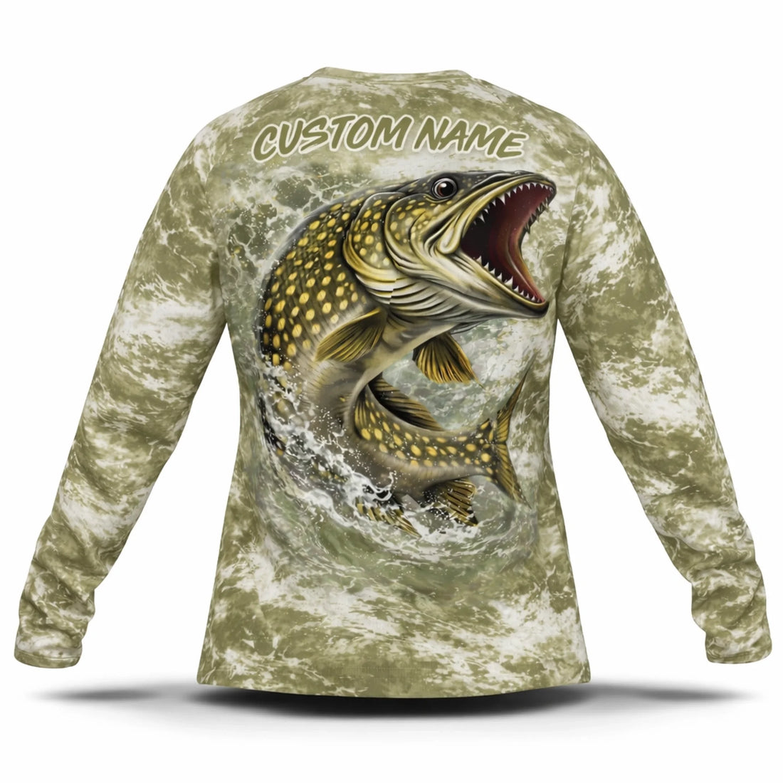 Pike Fishing Shirt – Custom Name Men's UPF 50+ Long Sleeve Sun Protection 3