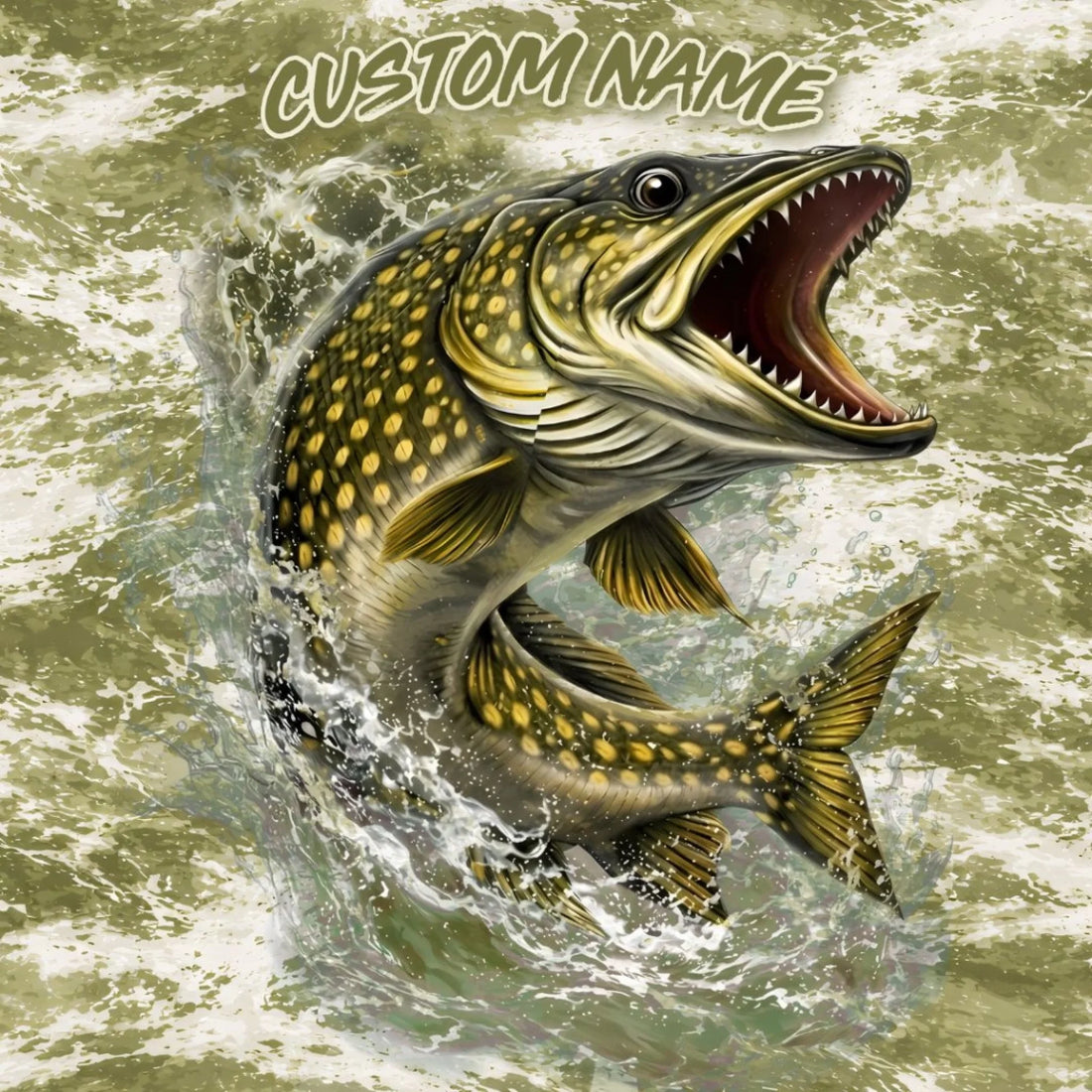 Pike Fishing Shirt – Custom Name Men's UPF 50+ Long Sleeve Sun Protection 3