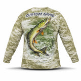 Northern Pike Fishing Shirt – Custom Name Men's UPF 50+ Long Sleeve Sun Protection 3
