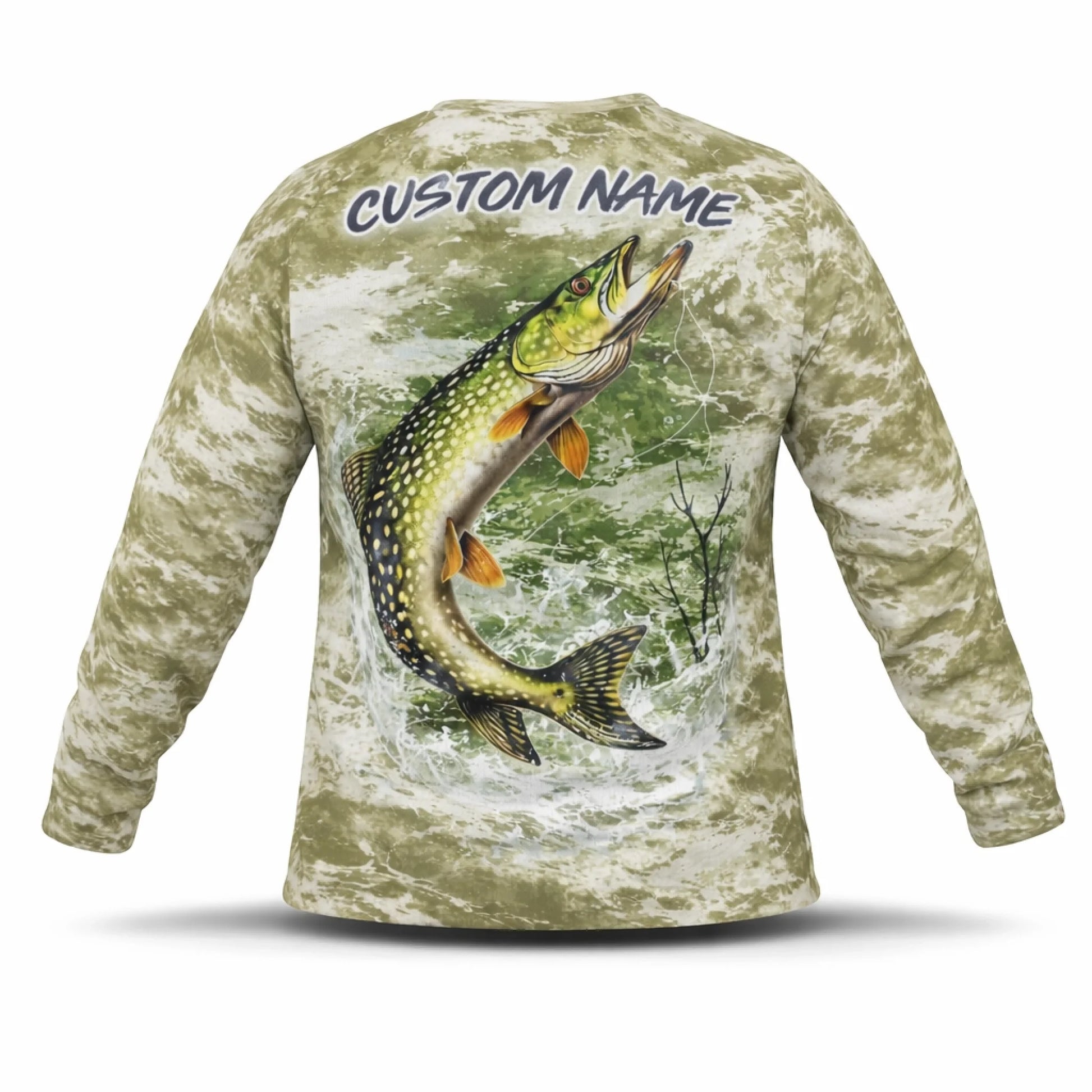 Northern Pike Fishing Shirt – Custom Name Men's UPF 50+ Long Sleeve Sun Protection 3