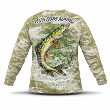 Northern Pike Fishing Shirt – Custom Name Men's UPF 50+ Long Sleeve Sun Protection 3