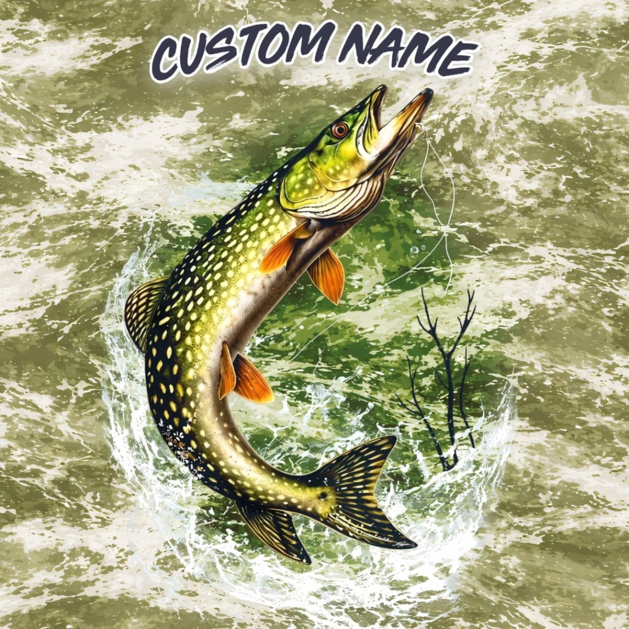 Northern Pike Fishing Shirt – Custom Name Men's UPF 50+ Long Sleeve Sun Protection