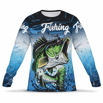 Graphic Largemouth Bass Fishing Shirt – Custom Name Men's UPF 50+ Long Sleeve Sun Protection 4