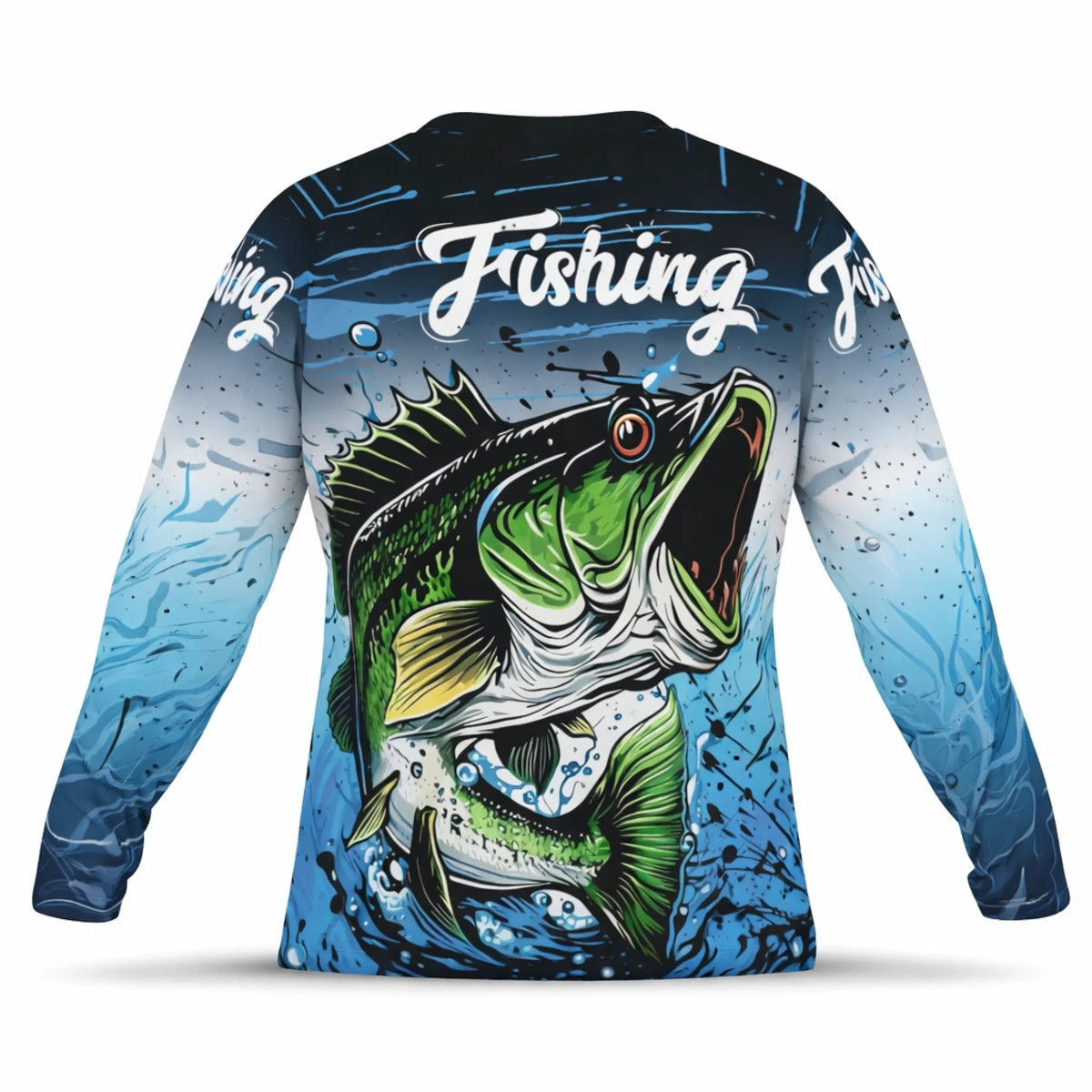 Graphic Largemouth Bass Fishing Shirt – Custom Name Men's UPF 50+ Long Sleeve Sun Protection 1