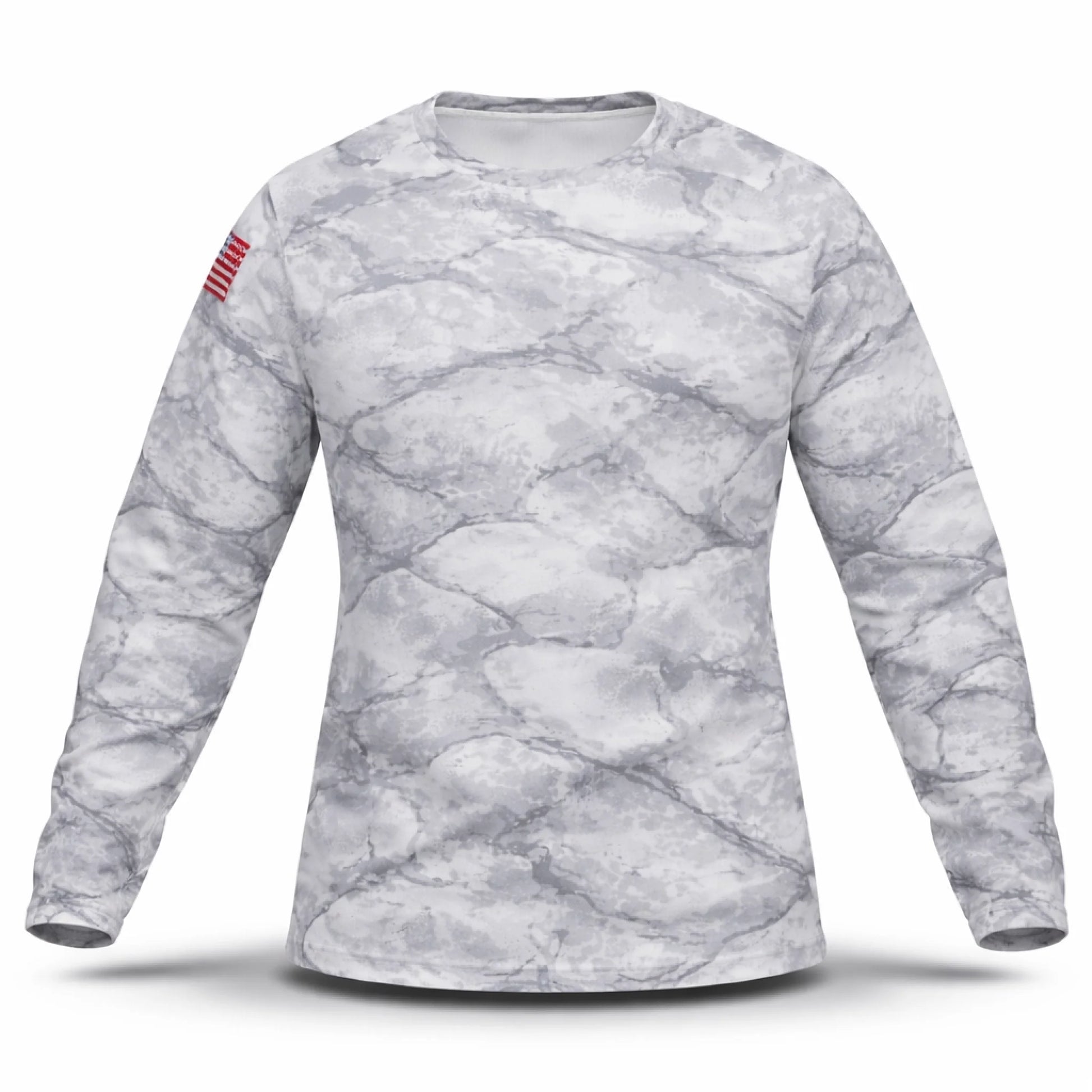 American Flag Largemouth Bass Fishing Shirt – Custom Name Men's UPF 50+ Long Sleeve Camo Sun Protection