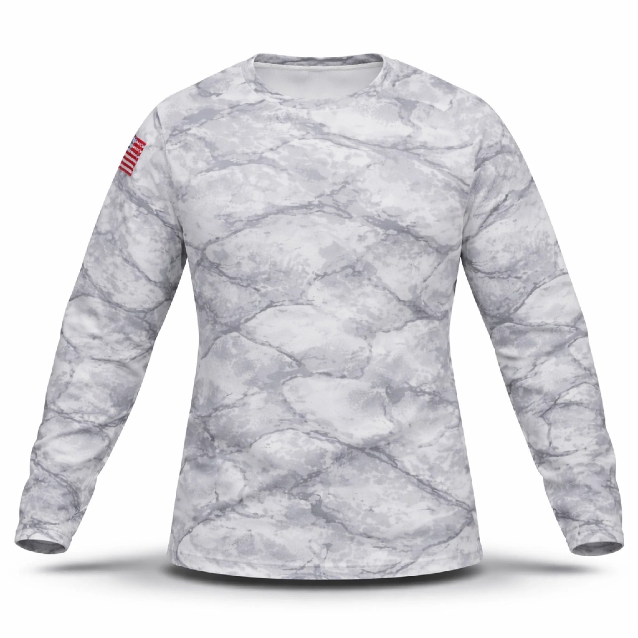American Flag Largemouth Bass Fishing Shirt – Custom Name Men's UPF 50+ Long Sleeve Camo Sun Protection