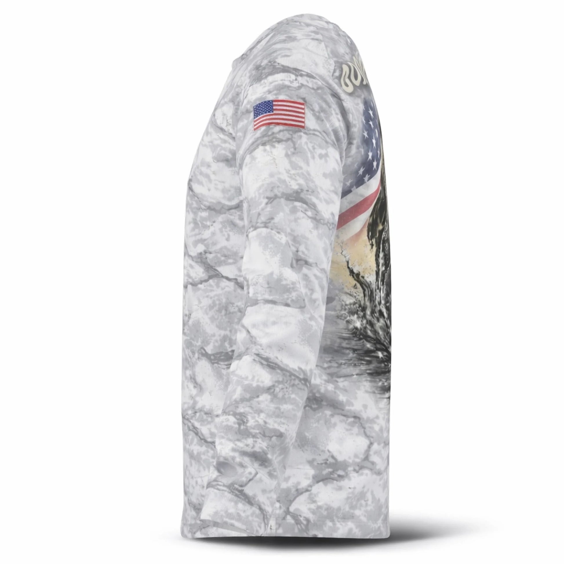 American Flag Largemouth Bass Fishing Shirt – Custom Name Men's UPF 50+ Long Sleeve Camo Sun Protection 2