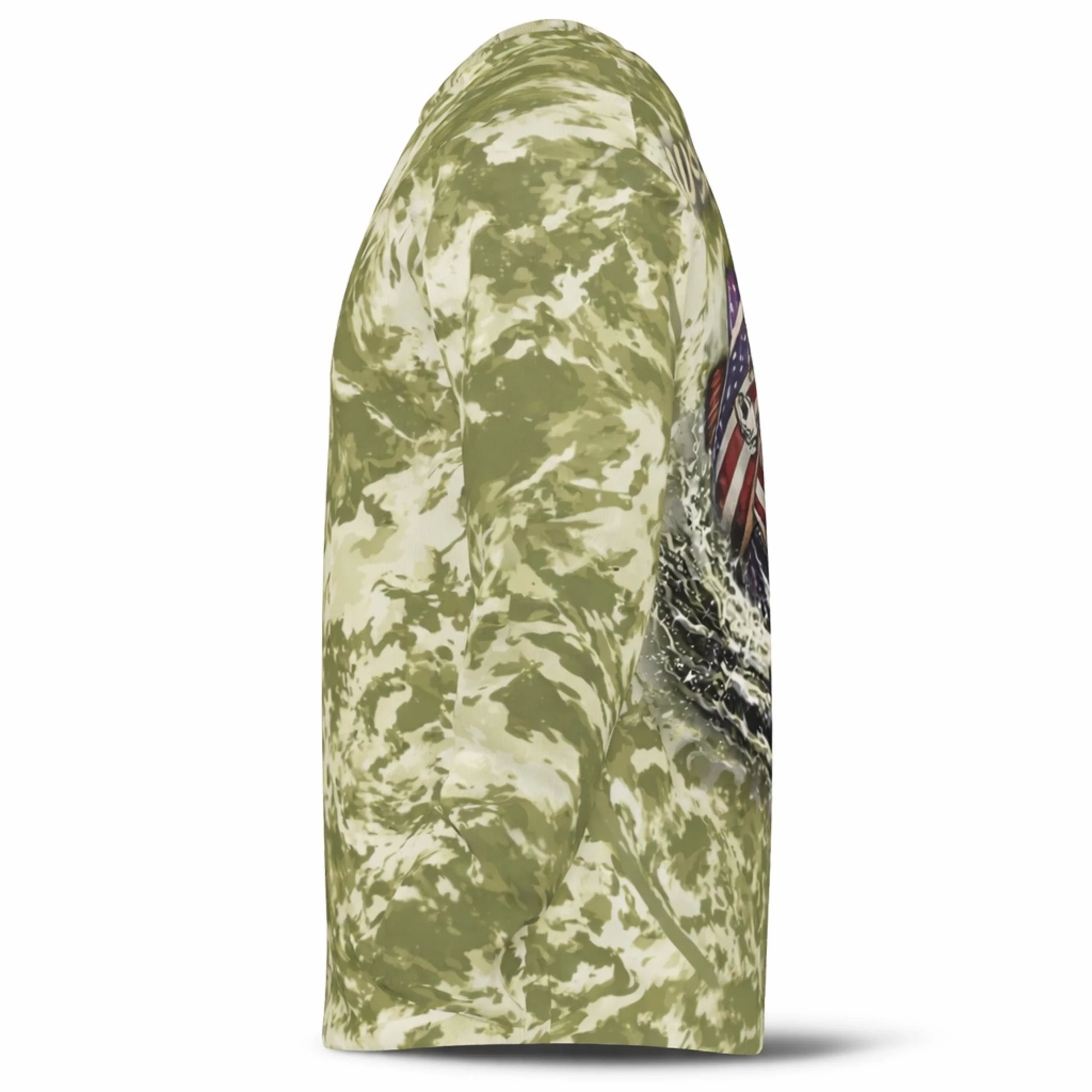 American Flag Bass Fishing Shirt – Custom Name Men's UPF 50+ Long Sleeve Camo Sun Protection left
