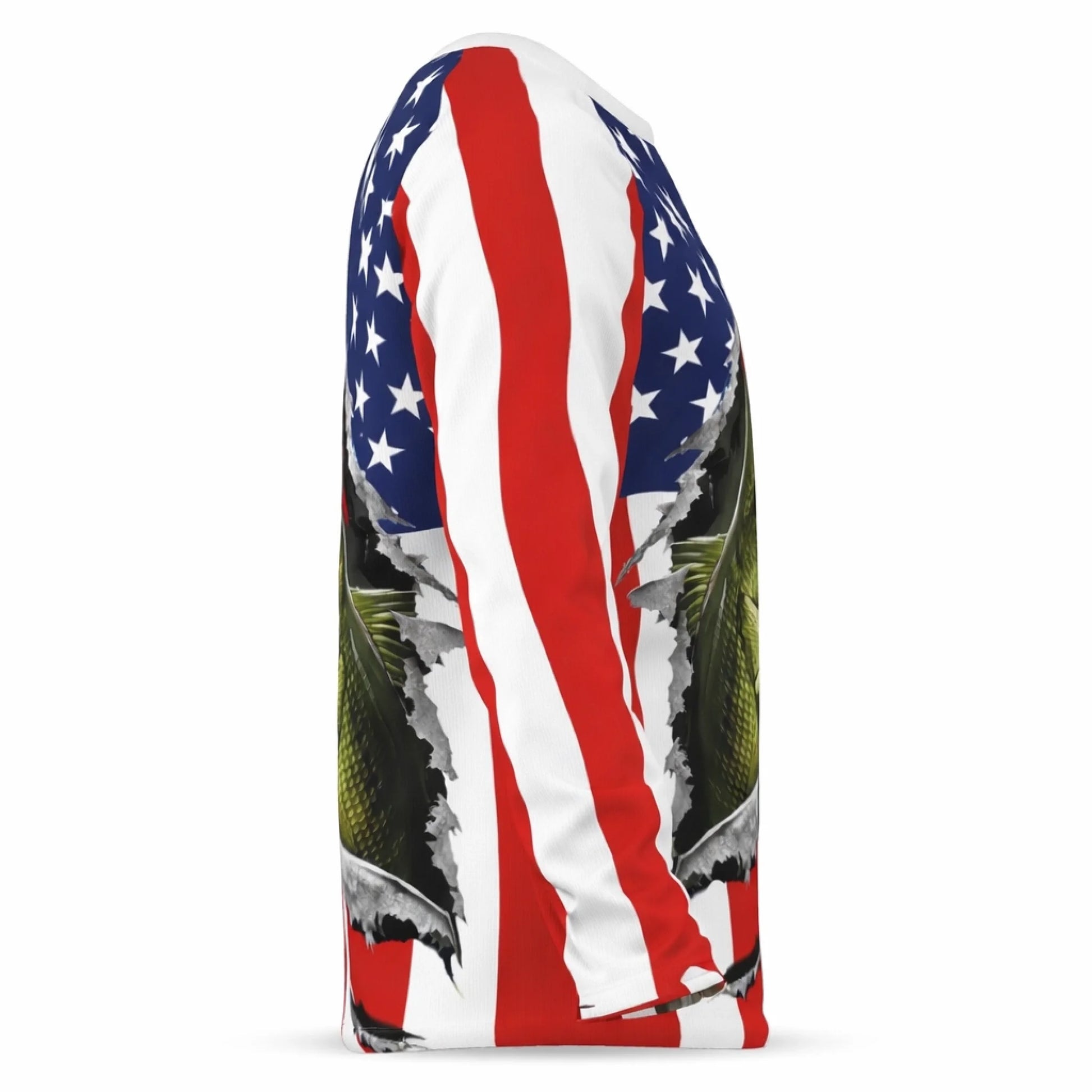American Flag Largemouth Bass Fishing Shirt – Custom Name Men’s UPF 50+ Long Sleeve Sun Protection HL25 2
