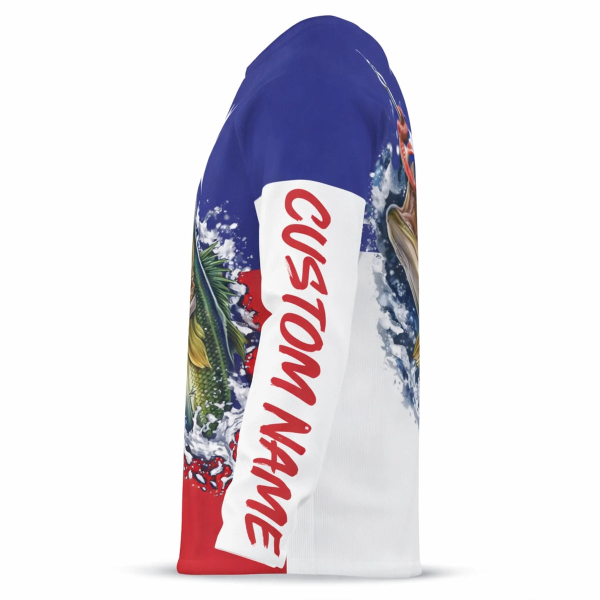 American Flag Largemouth Bass Fishing Shirt for Men – Custom Name UPF 50+ Long Sleeve Sun Protection HL26 2