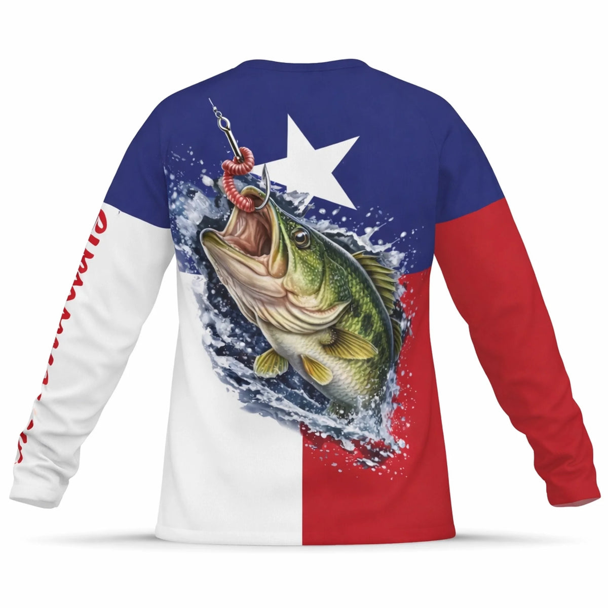 American Flag Largemouth Bass Fishing Shirt for Men – Custom Name UPF 50+ Long Sleeve Sun Protection HL26