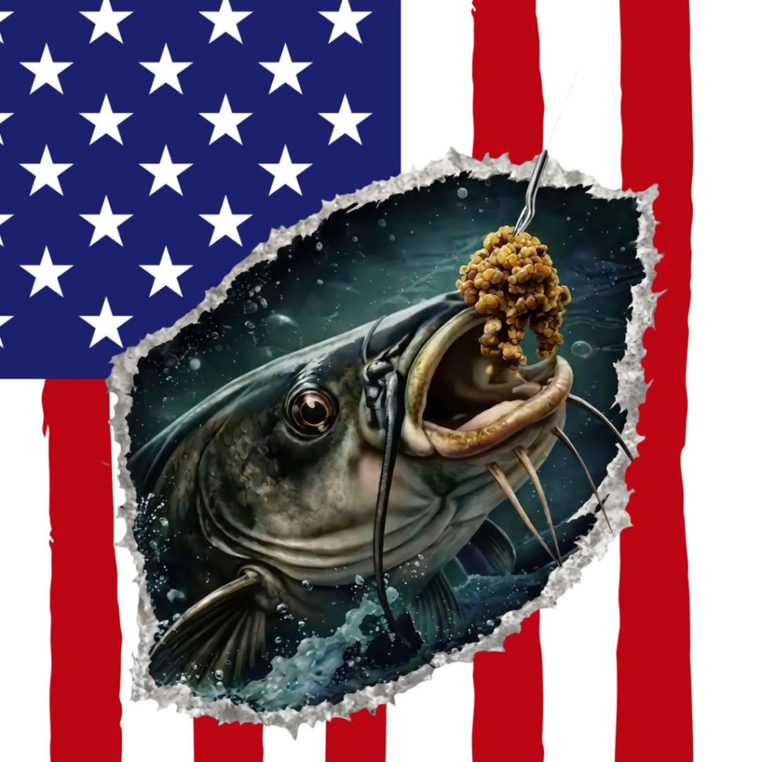American Flag Catfish Fishing Shirt – Custom Name Men’s UPF 50+ Long Sleeve Sun Protection HL31