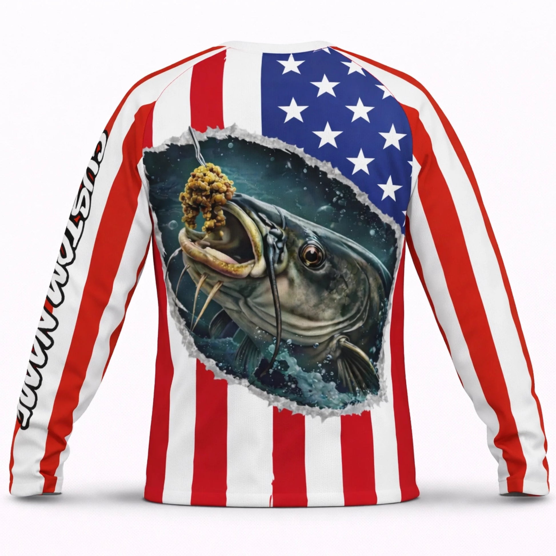 American Flag Catfish Fishing Shirt – Custom Name Men’s UPF 50+ Long Sleeve Sun Protection HL31 3