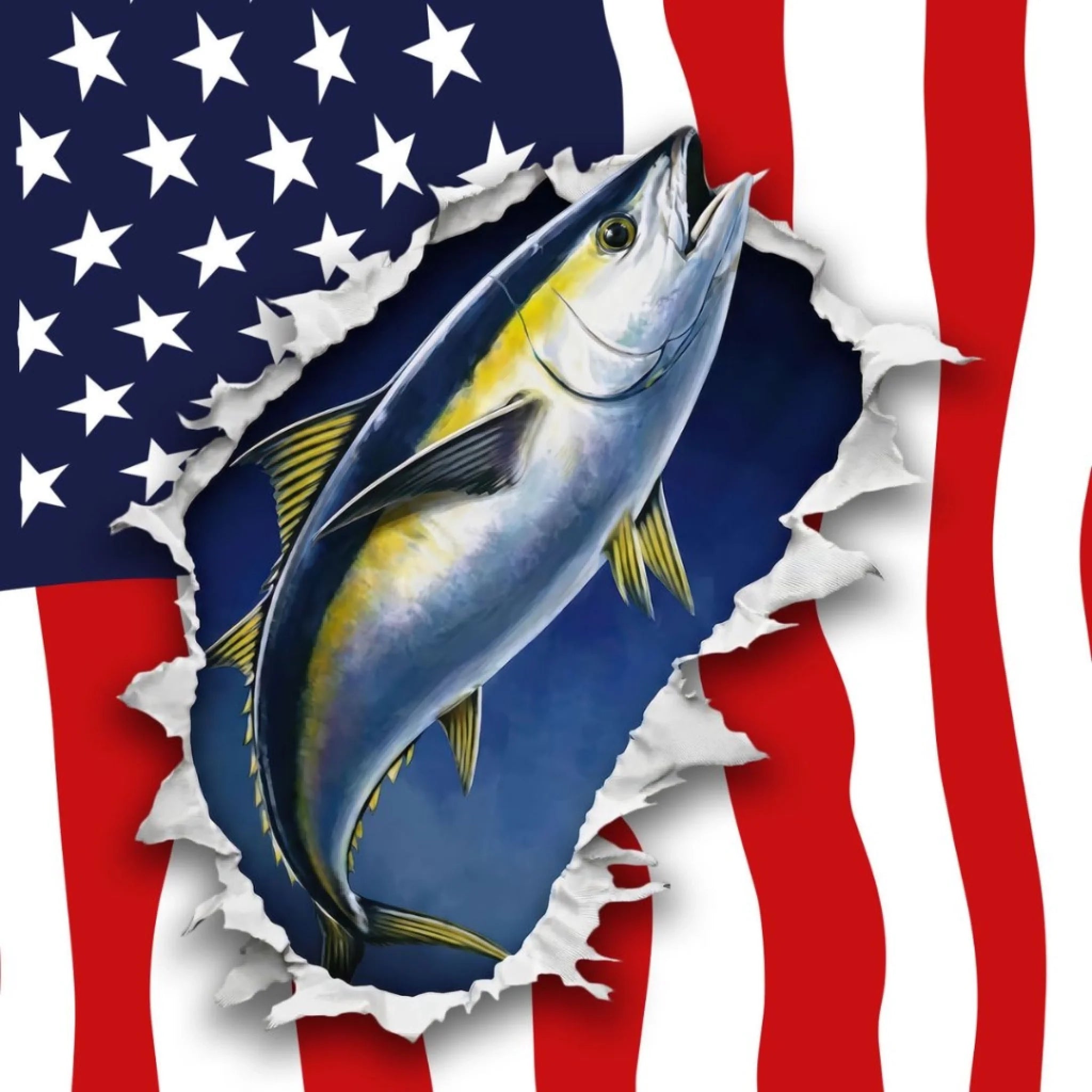 American Flag Yellowfin Tuna Fishing Shirt – Custom Name Men’s UPF 50+ Long Sleeve Sun Protection HL35
