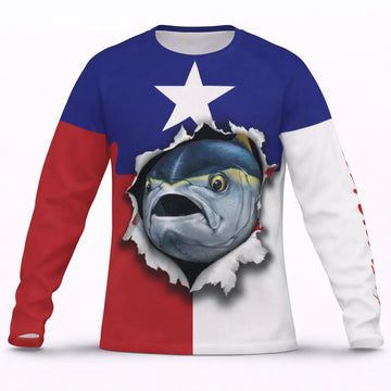American Flag Yellowfin Tuna Fishing Shirt – Custom Name Men’s UPF 50+ Long Sleeve Sun Protection HL36 3