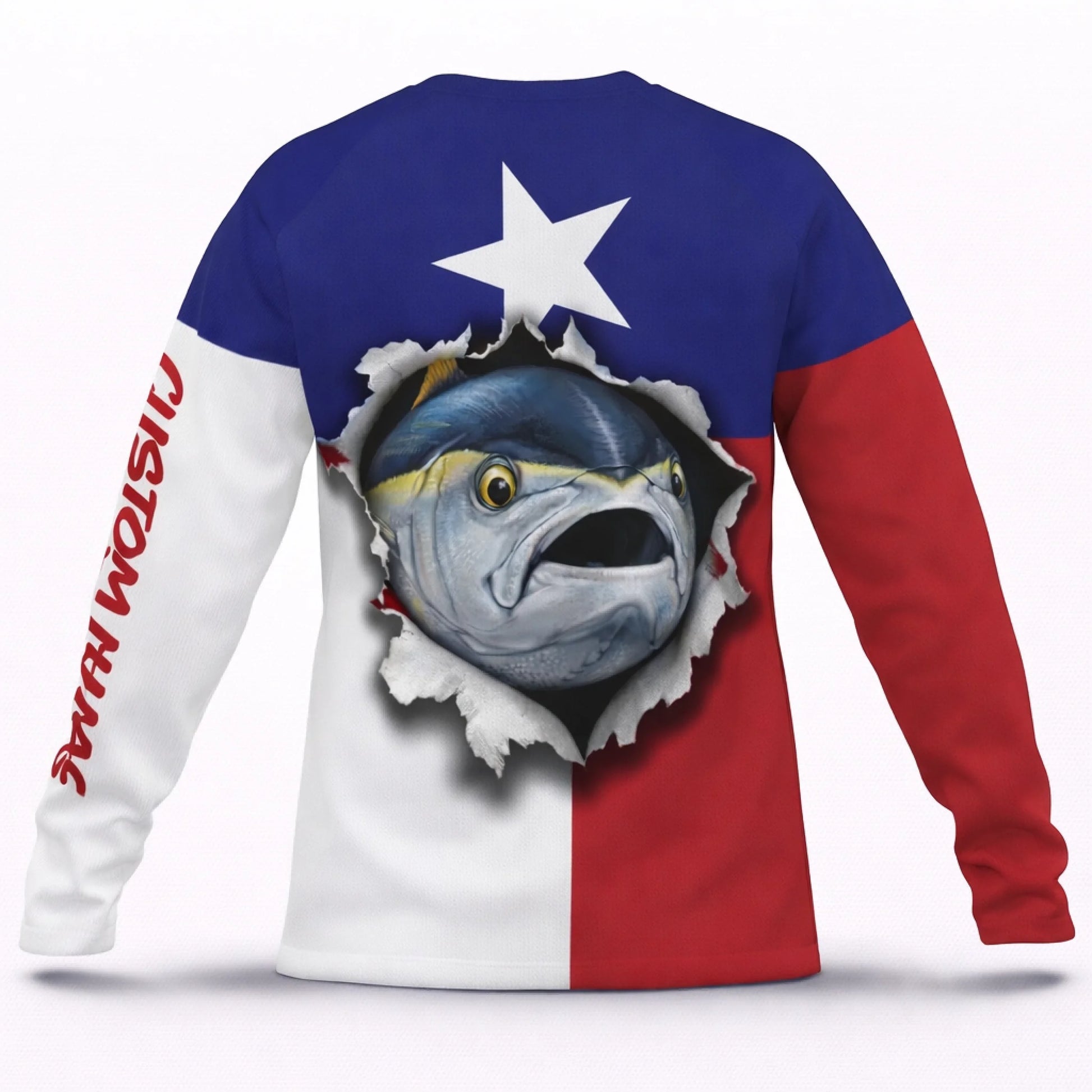 American Flag Yellowfin Tuna Fishing Shirt – Custom Name Men’s UPF 50+ Long Sleeve Sun Protection HL36 1