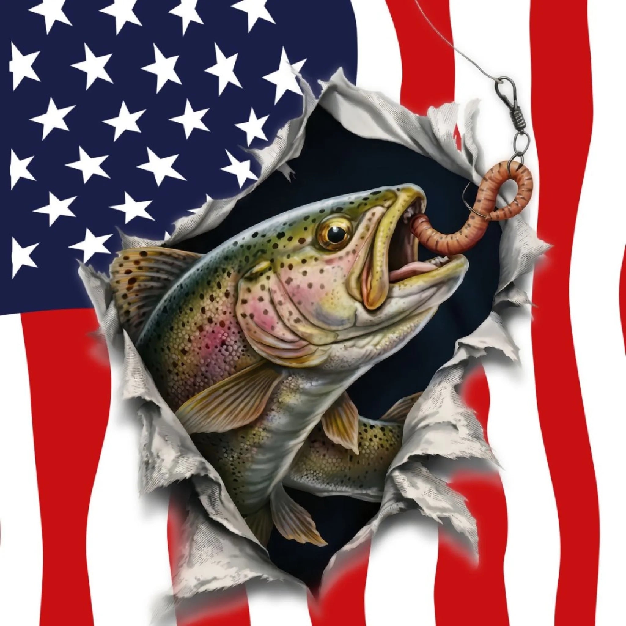 American Flag Rainbow Trout Fishing Shirt – Custom Name Men’s UPF 50+ Long Sleeve Sun Protection HL37