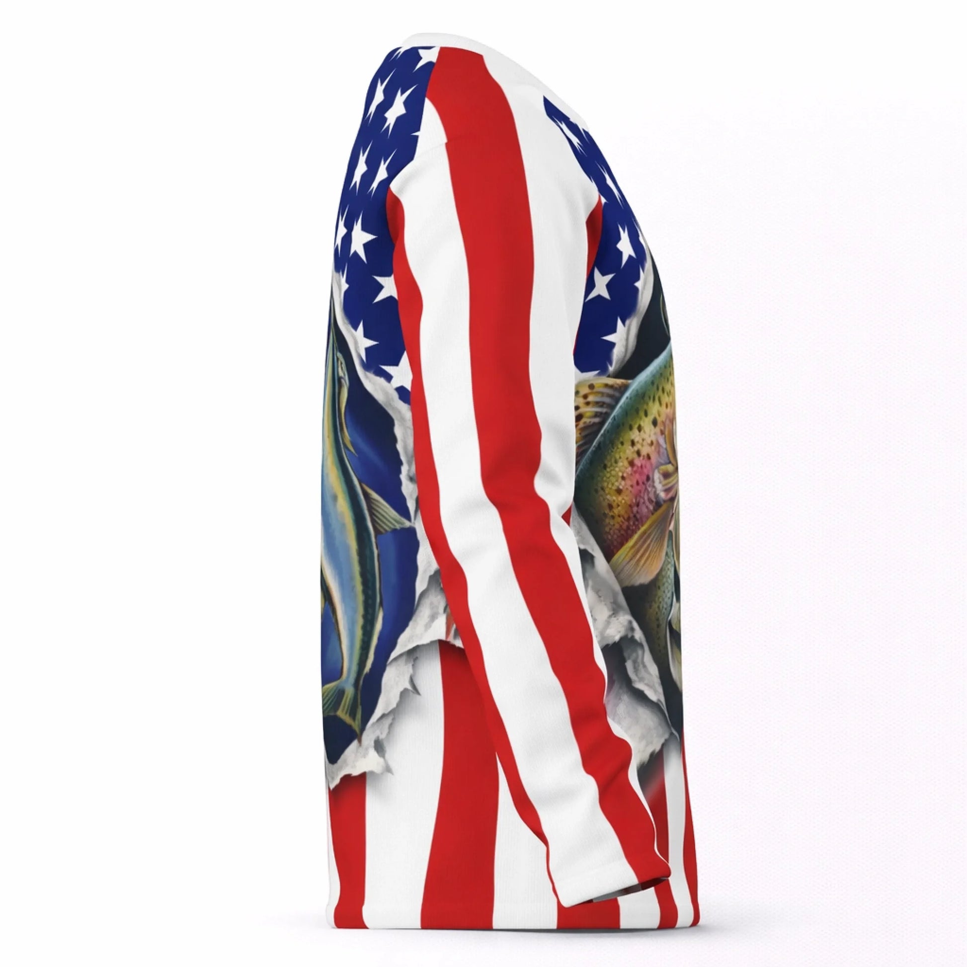 American Flag Rainbow Trout Fishing Shirt – Custom Name Men’s UPF 50+ Long Sleeve Sun Protection HL37 3