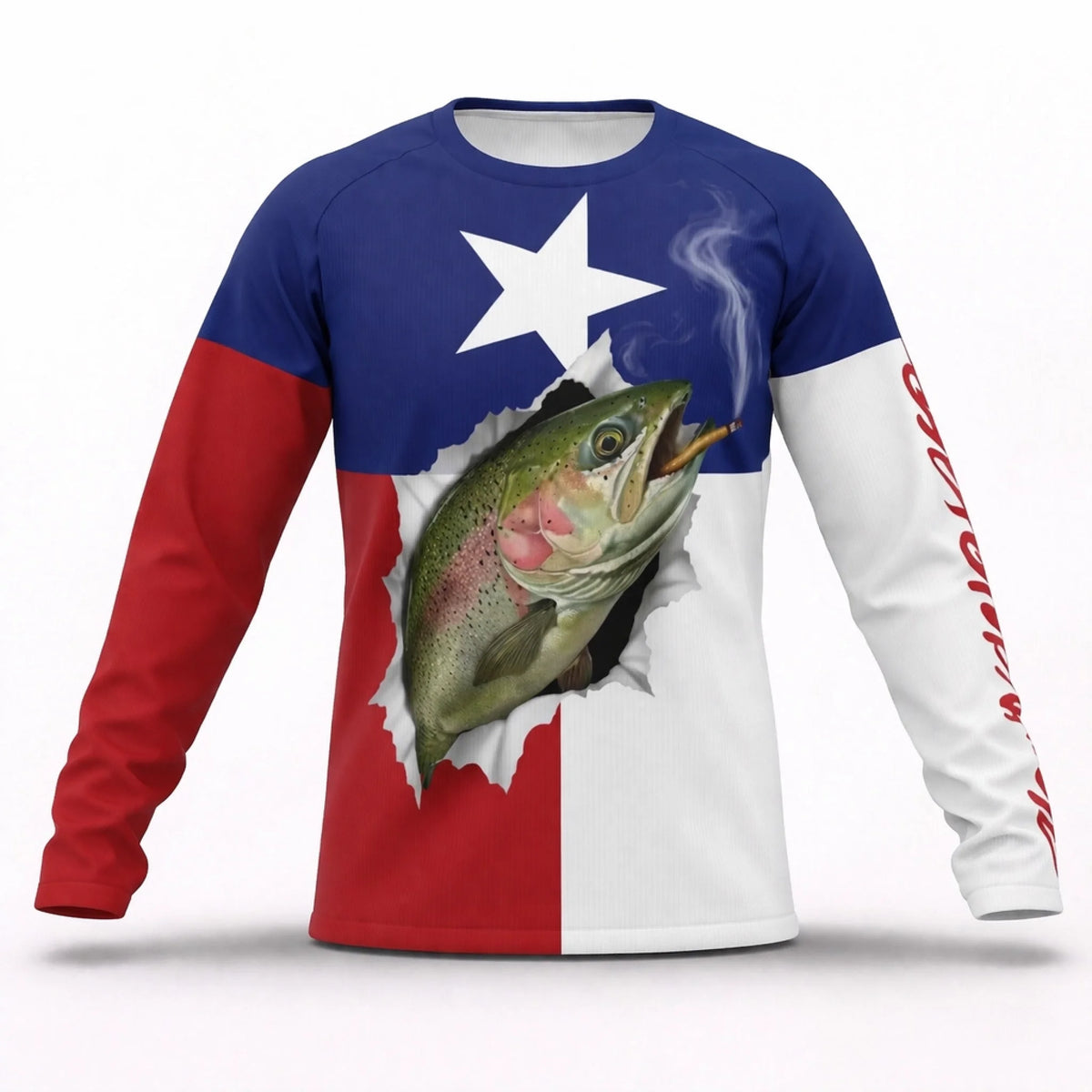 American Flag Rainbow Trout Fishing Shirt for Men – Custom Name UPF 50+ Long Sleeve Sun Protection HL38 2