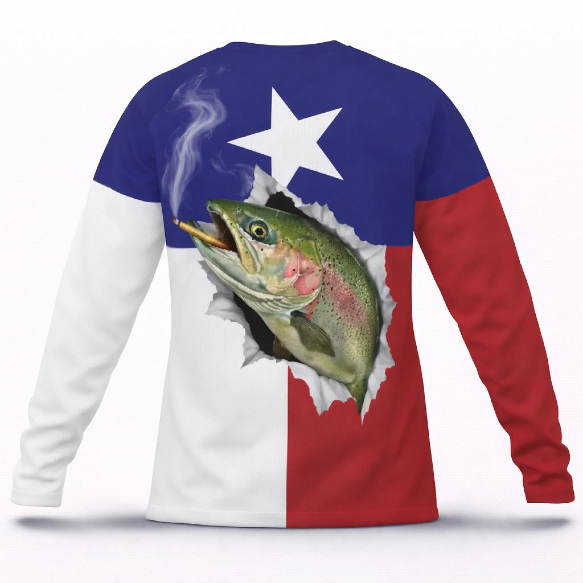American Flag Rainbow Trout Fishing Shirt for Men – Custom Name UPF 50+ Long Sleeve Sun Protection HL38 4
