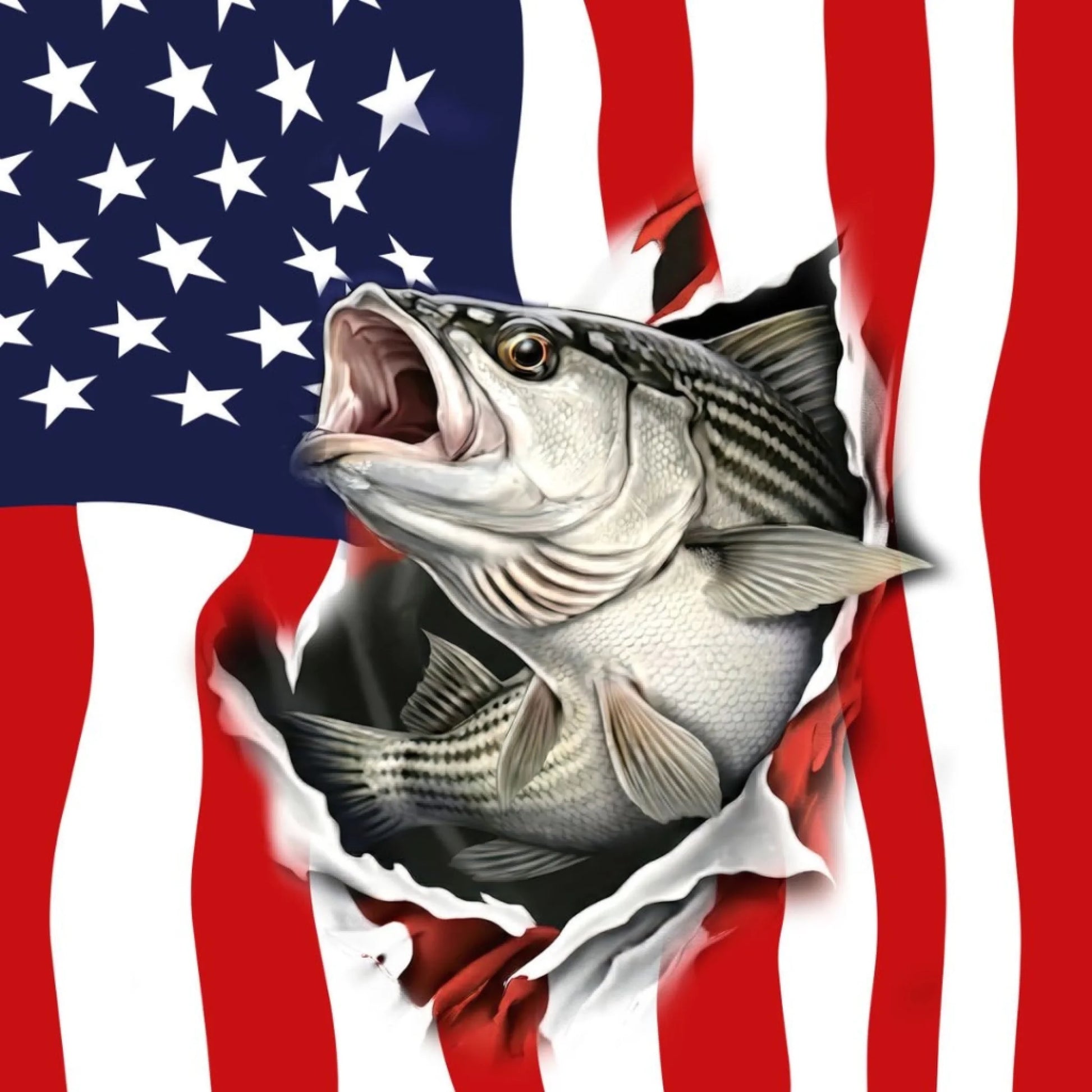 American Flag Striped Bass Fishing Shirt – Custom Name Men’s UPF 50+ Long Sleeve Sun Protection HL41