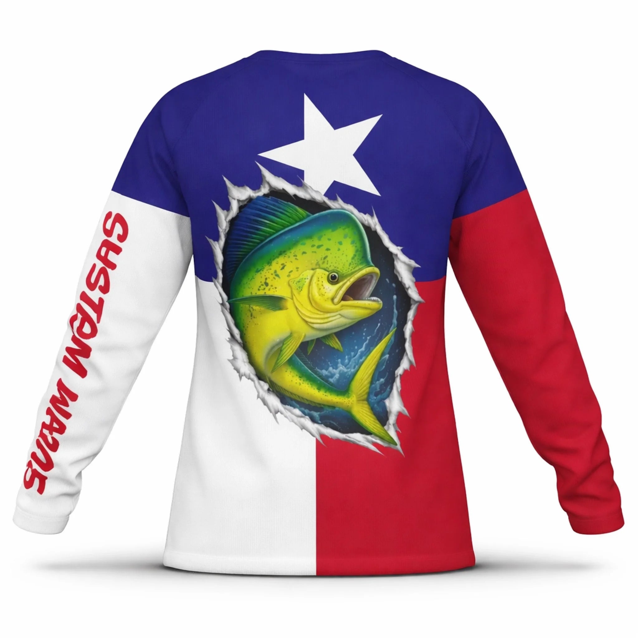 American Flag Mahi Mahi Fishing Shirt – Custom Name Men’s UPF 50+ Long Sleeve Sun Protection HL45 4