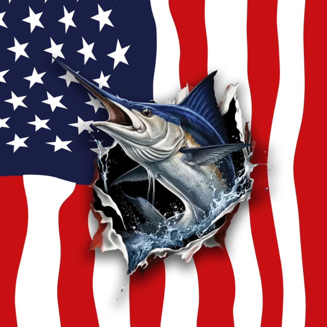 American Flag Blue Marlin Fishing Shirt – Custom Name Men’s UPF 50+ Long Sleeve Sun Protection HL46 2