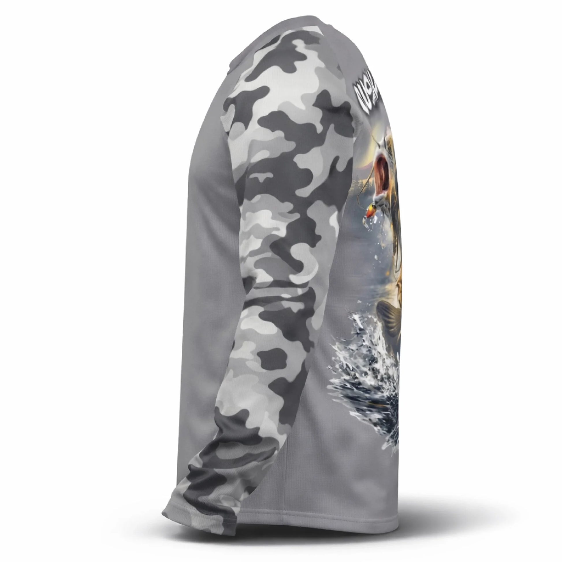 Catfish Fishing Shirt – Custom Name Men's UPF 50+ Long Sleeve Camo Sun Protection right