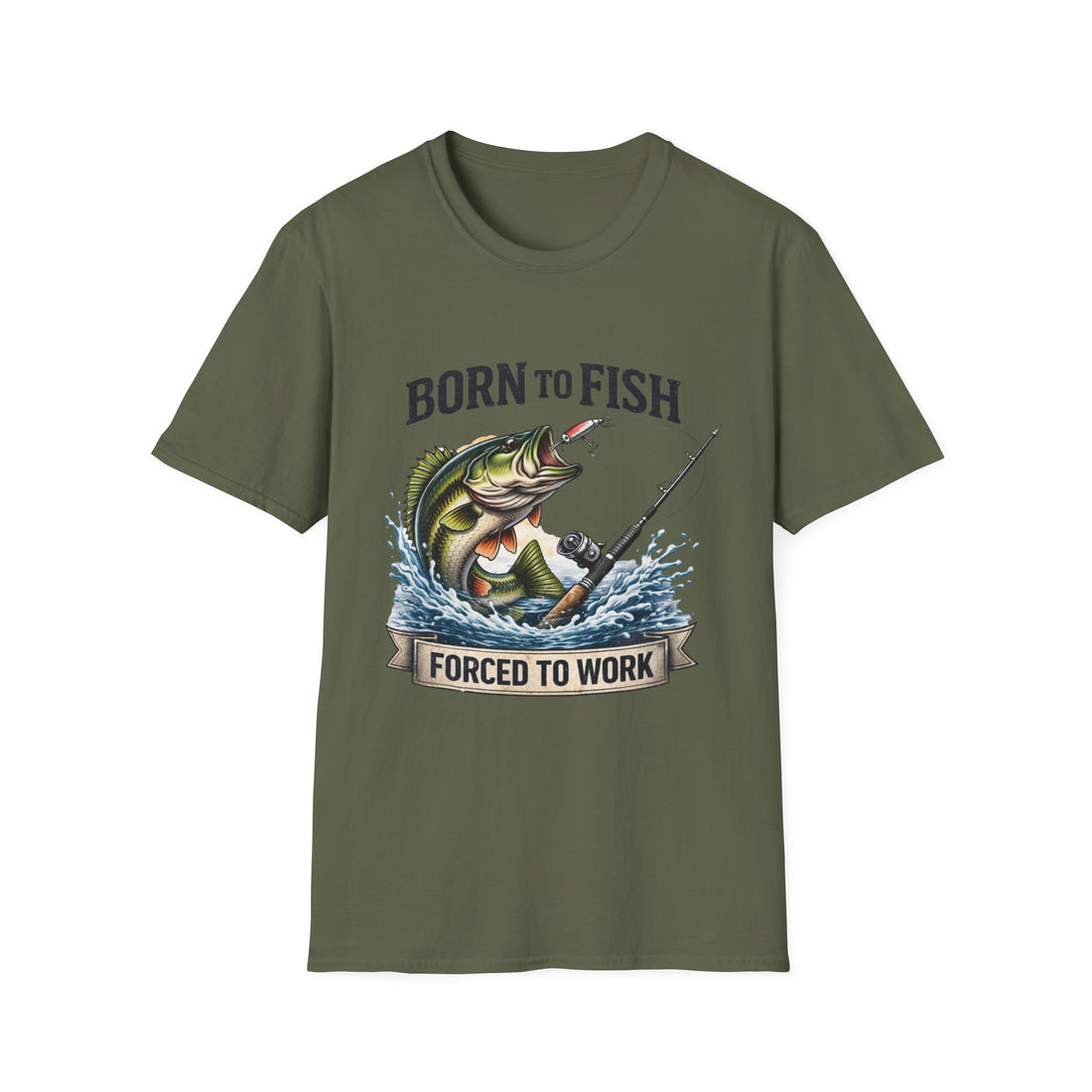 Born to Fish Forced to Work – Fishing T-Shirt D001