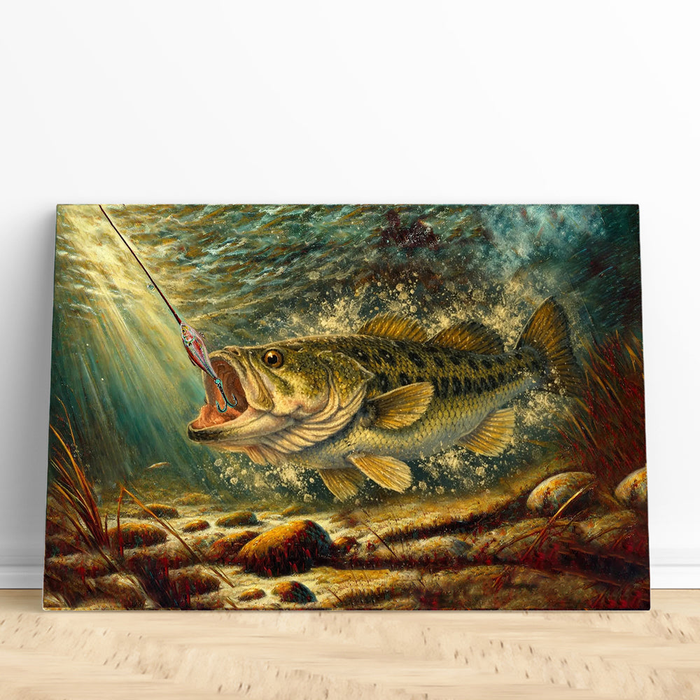 Bass Fishing Fish Art Canvas Painting Matte Canvas