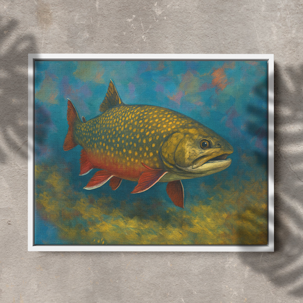Brook Trout Fishing Art Colorful Painting Fish Art Printed Framed Matte Canvas - Image 9