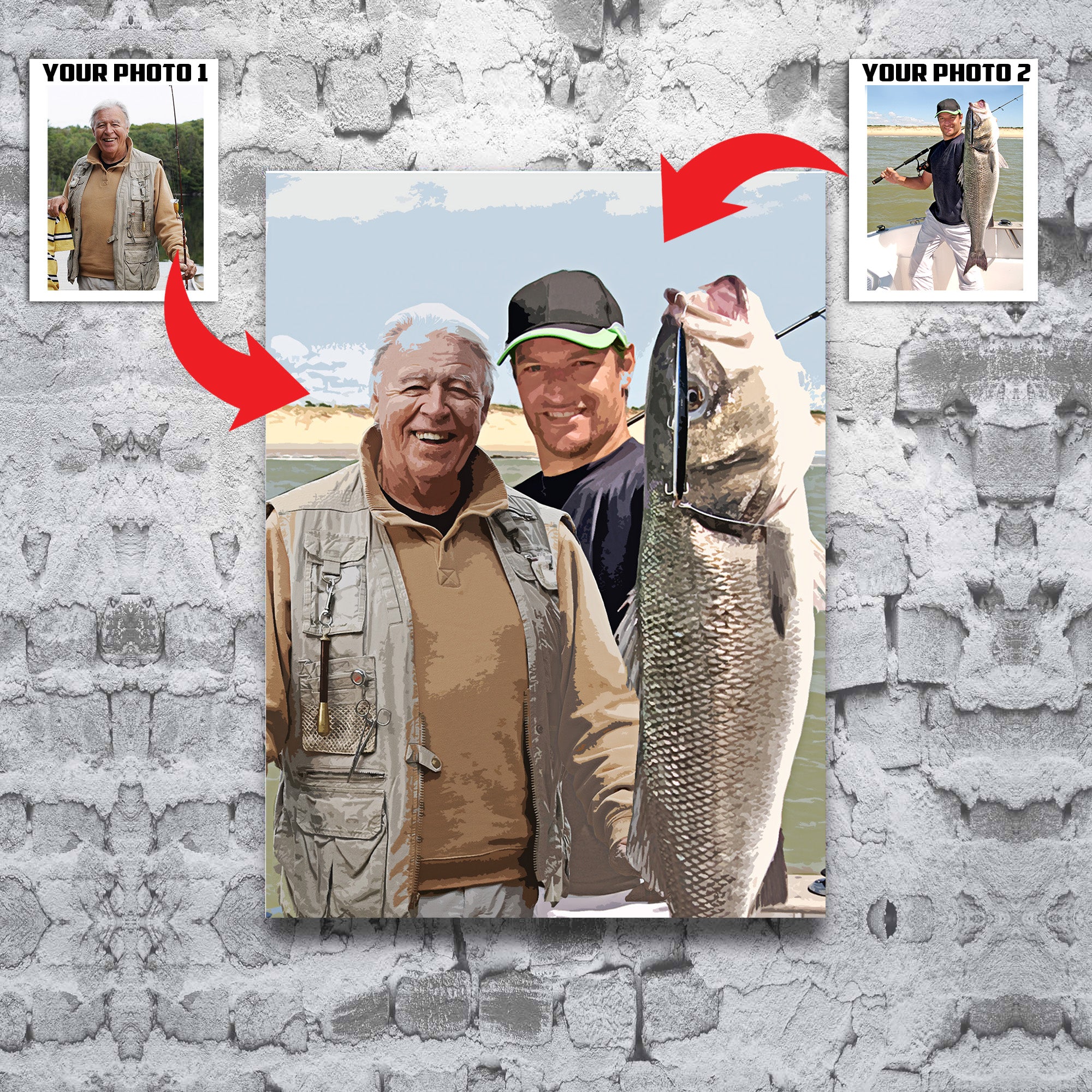 Alternative view of Personalized fishing art canvas custom photo sharing your joy canvas