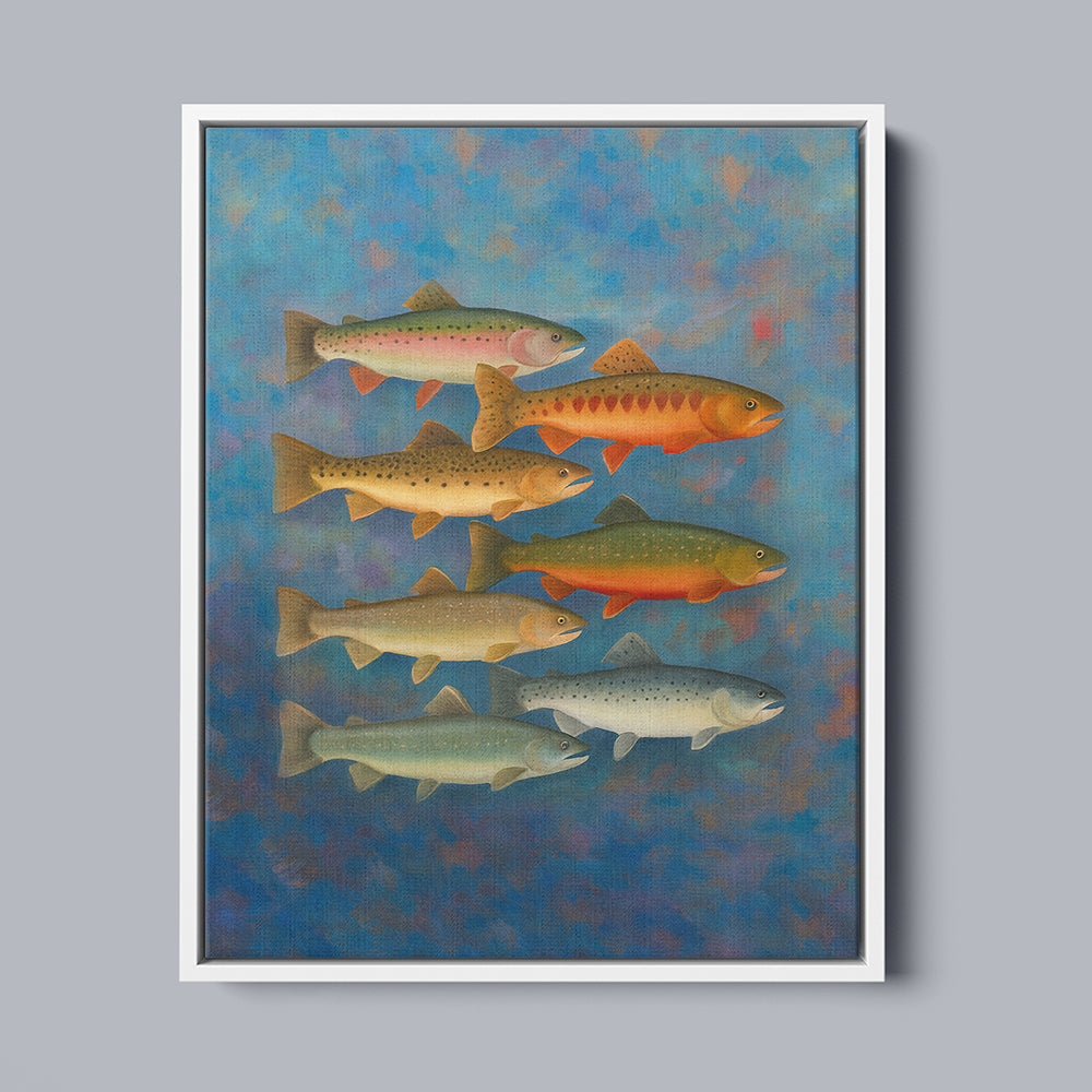 Alternative view of Trout of North America Fish Art Colorful Painting Printed Framed Matte Canvas