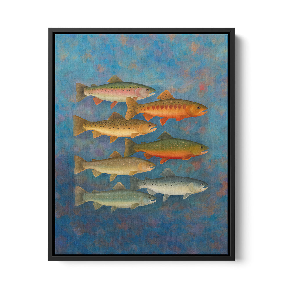 Trout of North America Fish Art Colorful Painting Printed Framed Matte Canvas - Image 4