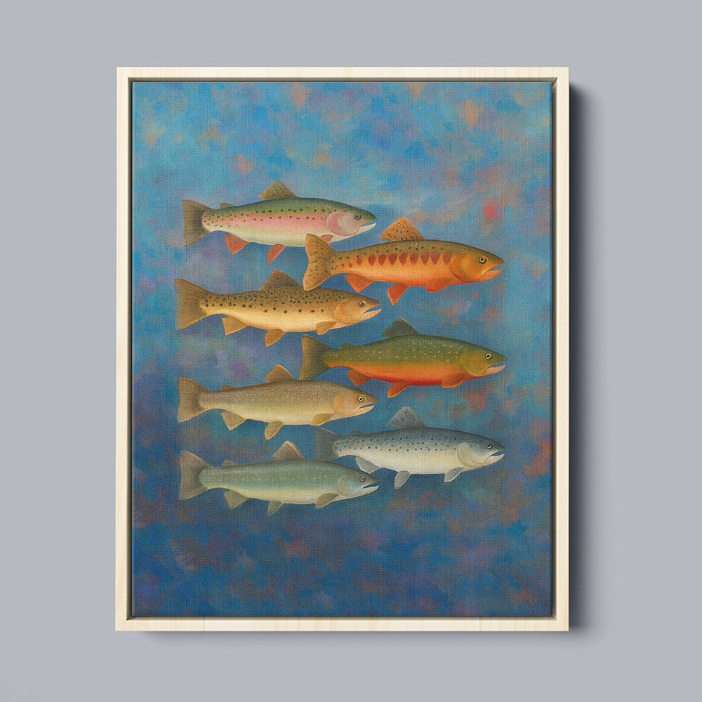 Trout of North America Fish Art Colorful Painting Printed Framed Matte Canvas - Image 6